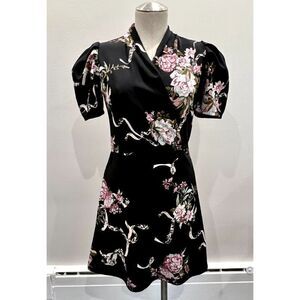 Free Press NEW Black Floral Short Dress Size S